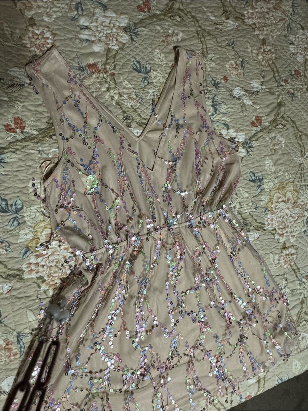 Sleeveless Sequin Mini Dress in Blush Pink